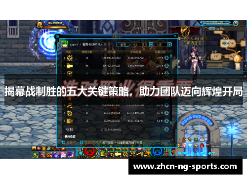 揭幕战制胜的五大关键策略，助力团队迈向辉煌开局