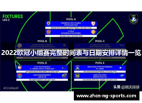 2022欧冠小组赛完整时间表与日期安排详情一览
